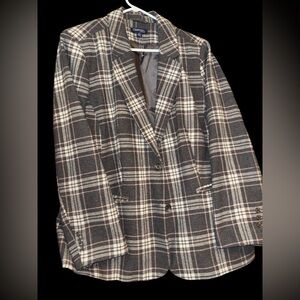 Chadwick’s of Boston Women’s Gray pink plaid Blazer Size 18W